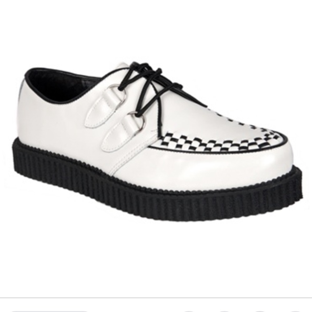 NIB Inked White Genuine Leather Creeper Oxfords - Picture 8 of 8